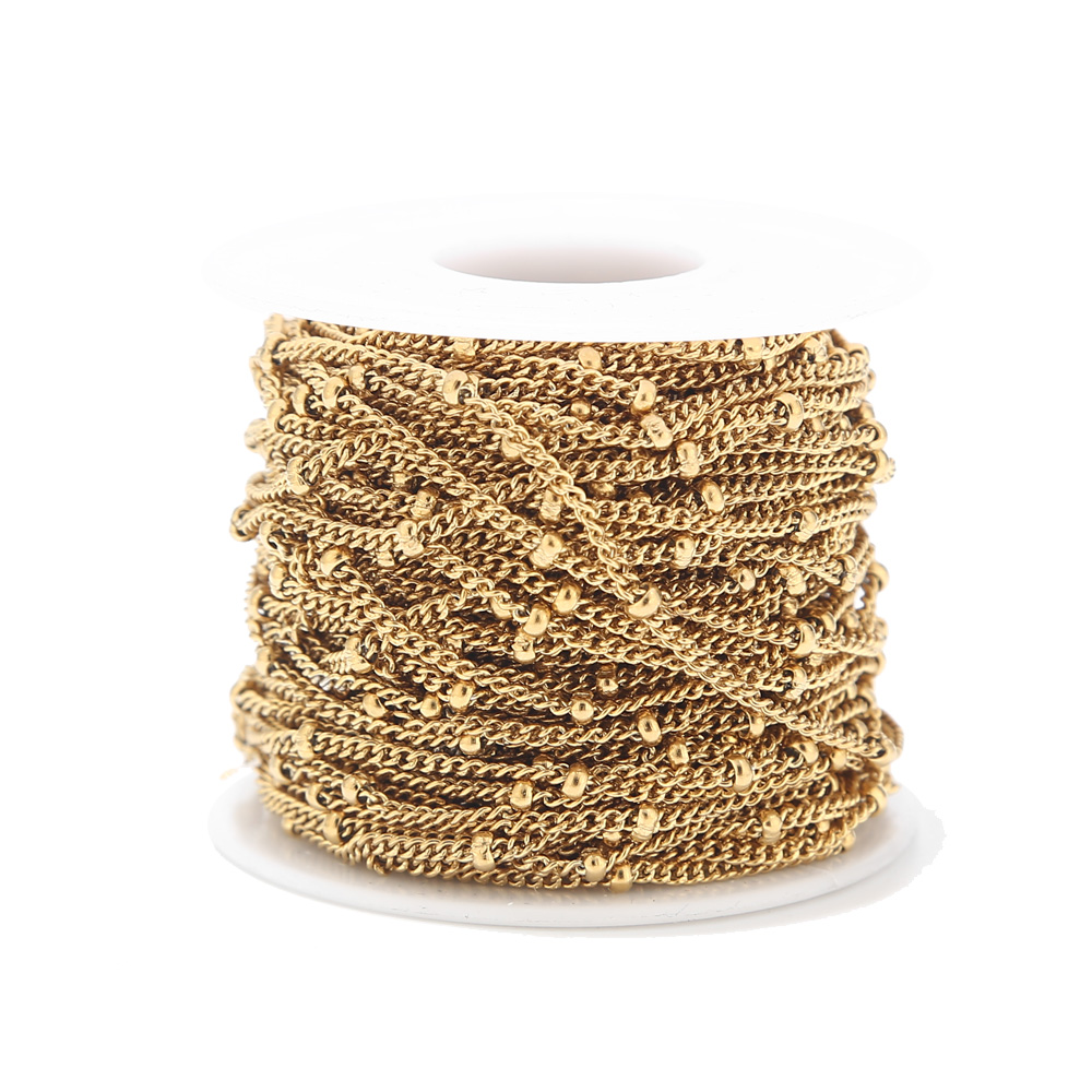 Beaded Anklet Chain - 2 metre Paslanmaz Çelik Altın Sesi