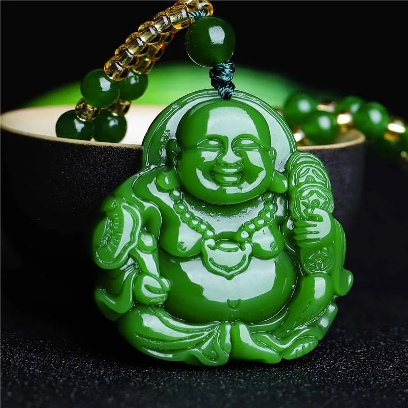 Women Accessories For Gift - Çin yeşil yeşim Maitreya buda kolye