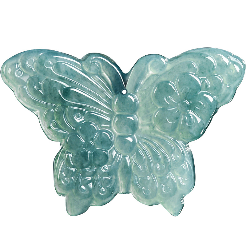 Women Accessories For Gift - Doğal Birmanya Jadeit Kelebek Kolye Kolye