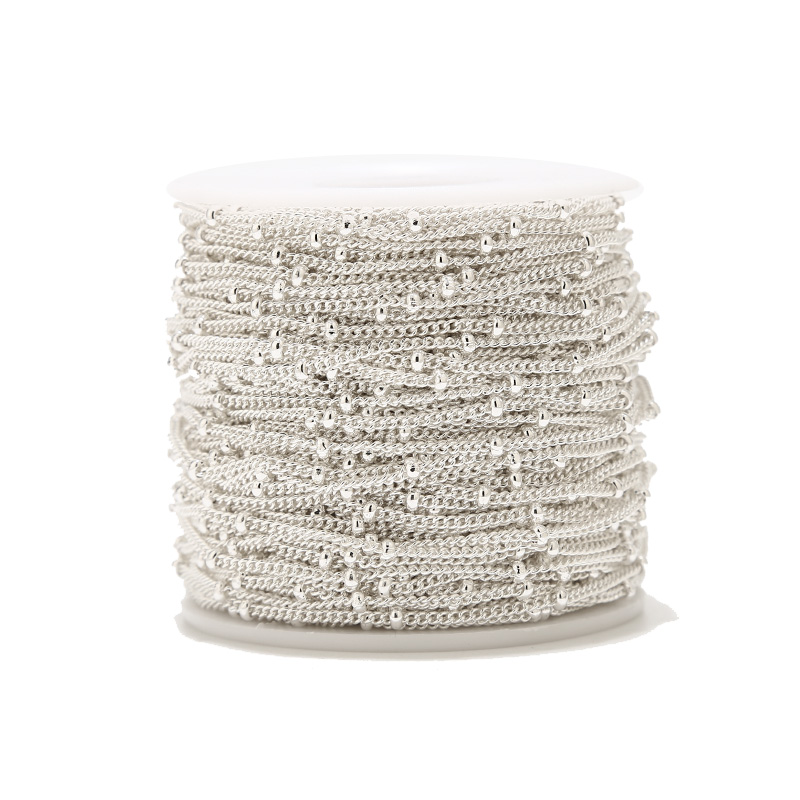 Beaded Anklet Chain - 2 metre paslanmaz çelik gümüş kaplama