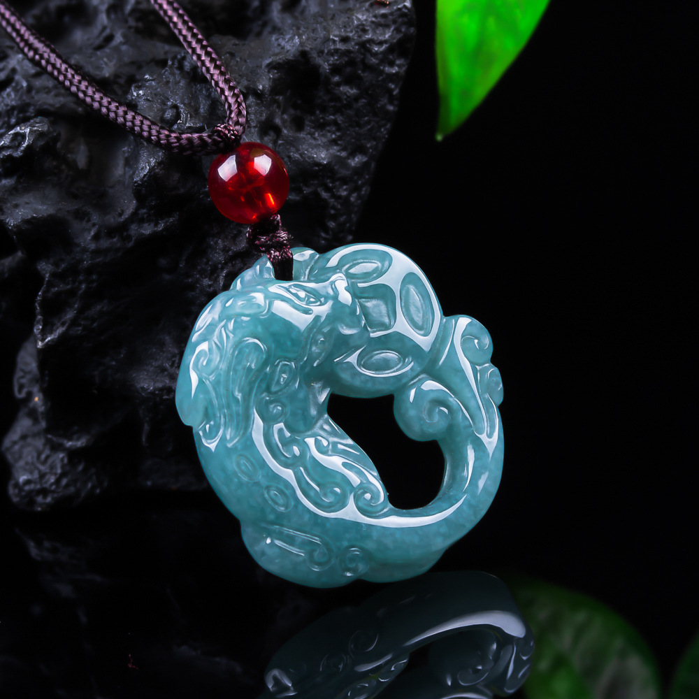 Women Accessories For Gift - Birmanya Yeşim Taşı Pixiu Kolye Gerçek