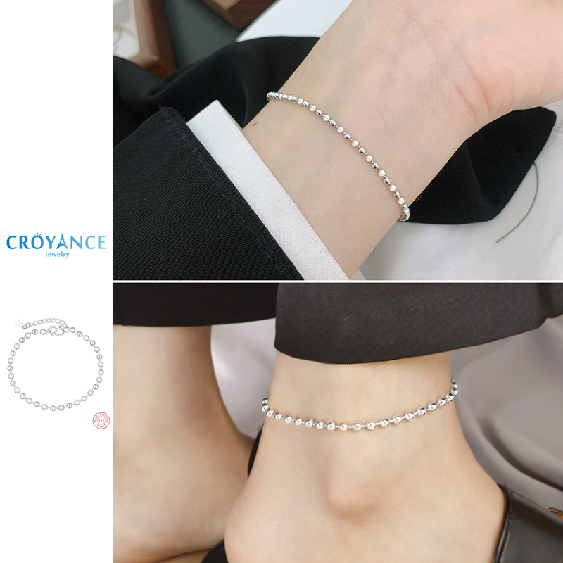 Beaded Anklet Chain - Klasik Basit 925 Ayar Gümüş Küçük