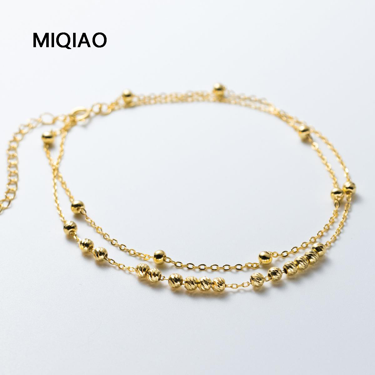 Beaded Anklet Chain - MIQIAO 925 ayar gümüş halhal kadın