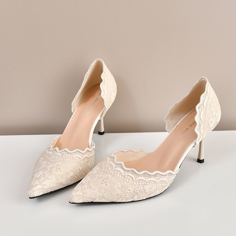 Women'S Shoes And Accessories - Dantelli Sivri Burunlu Yüksek Topuklu Kadın