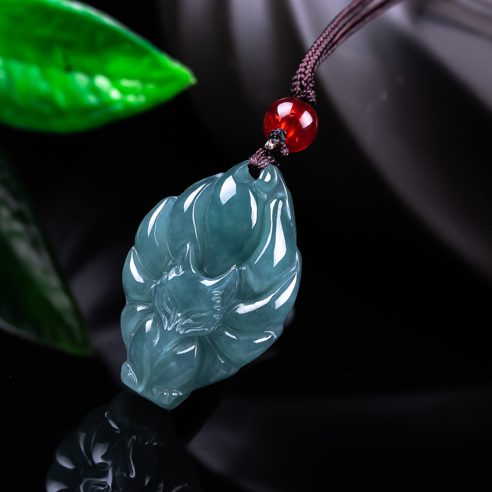 Women Accessories For Gift - Doğal Birmanya Jadeite Tilki Kolye Kolye