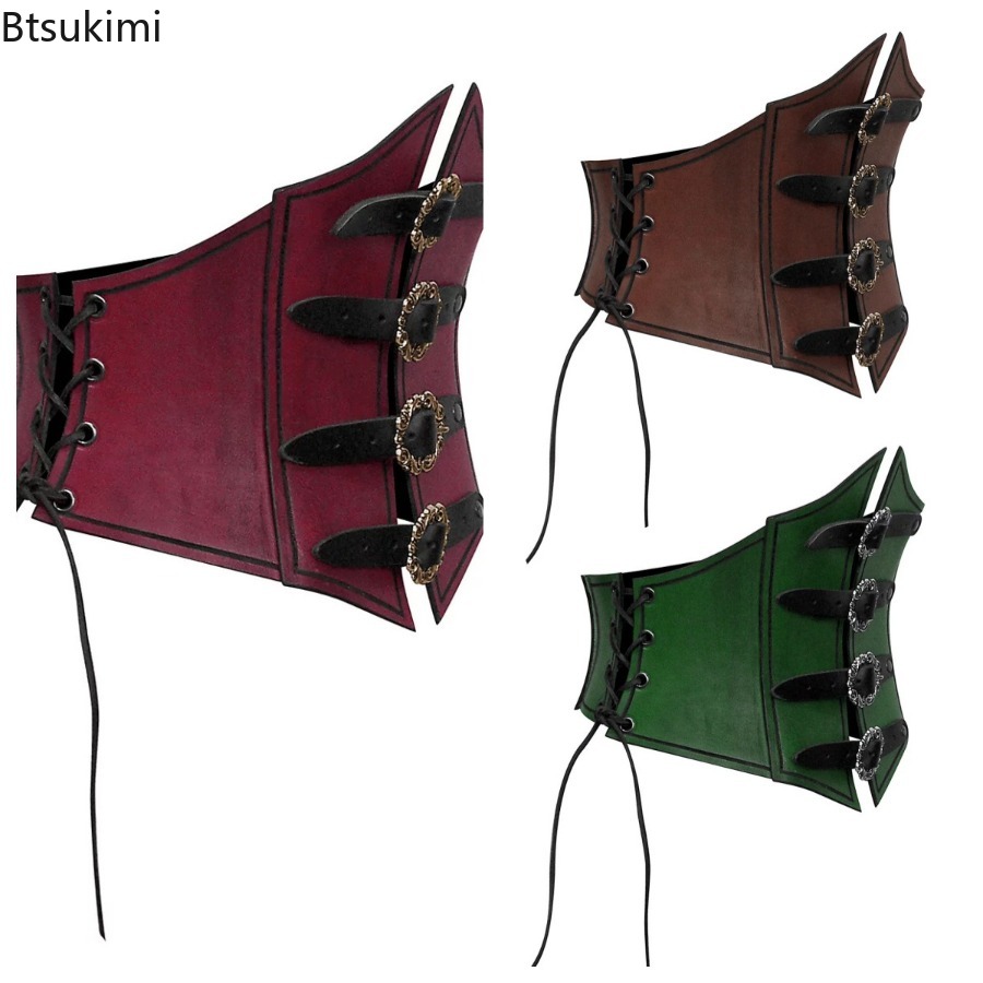 Women'S Viking Accessories - Ortaçağ Vintage PU Deri Geniş Kemer