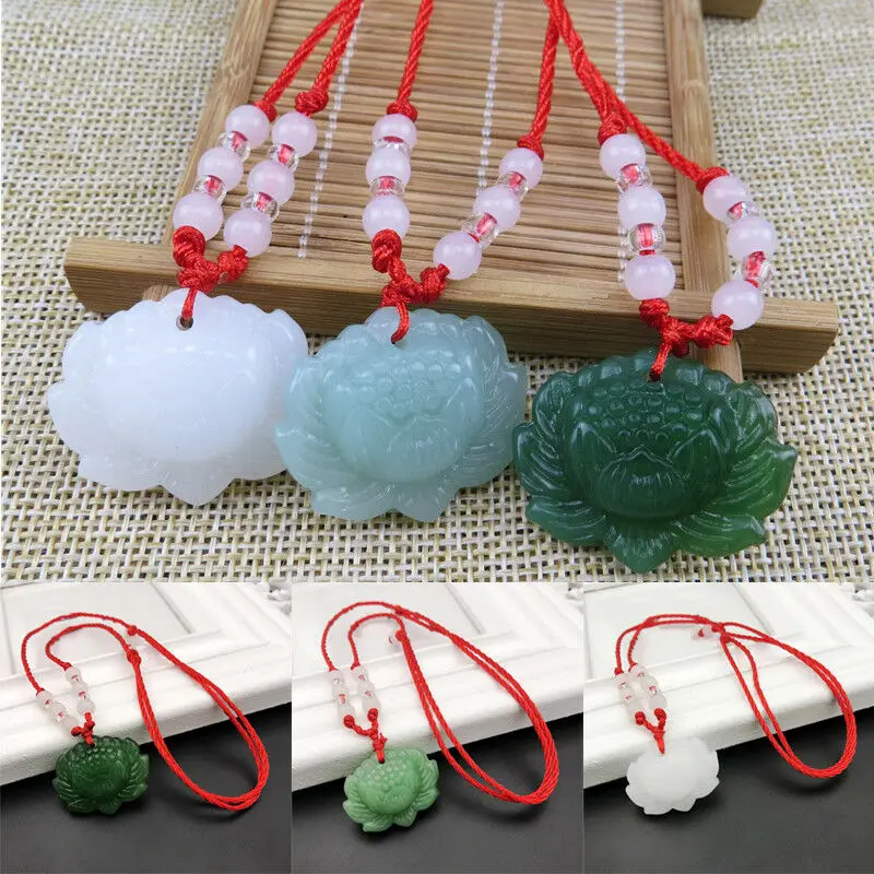 Women Accessories Trending - Doğal Yeşil Yeşim Taşı Lotus Kolye