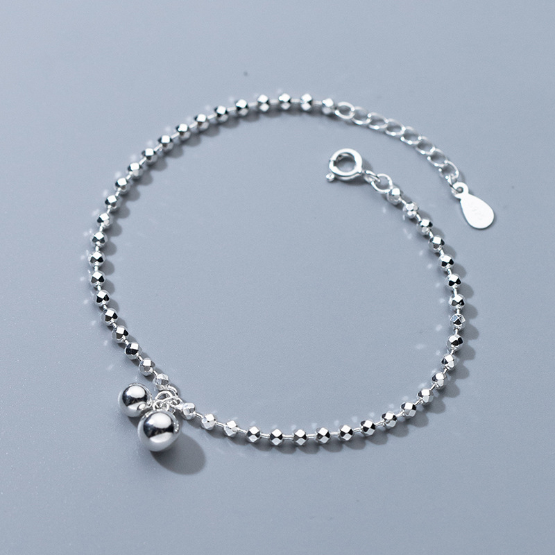 Beaded Anklet Chain - 925 ayar gümüş elmas kesim yuvarlak