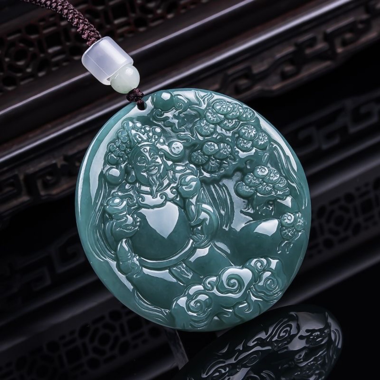 Women Accessories For Gift - Burma Yeşim Taşı Zenginlik Tanrısı Kolye