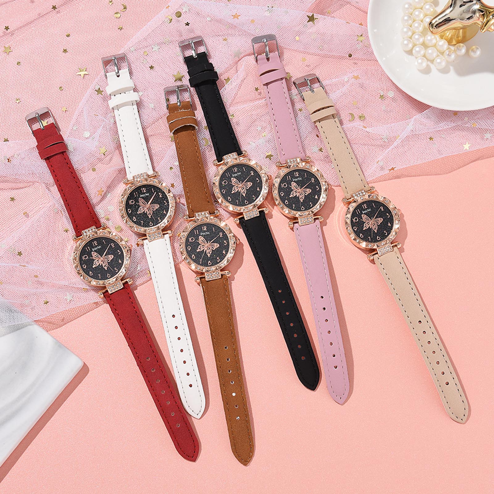 Women'S Accessories To Wear With Watch - Günlük Kullanım Kol Saati Kelebek Kadran