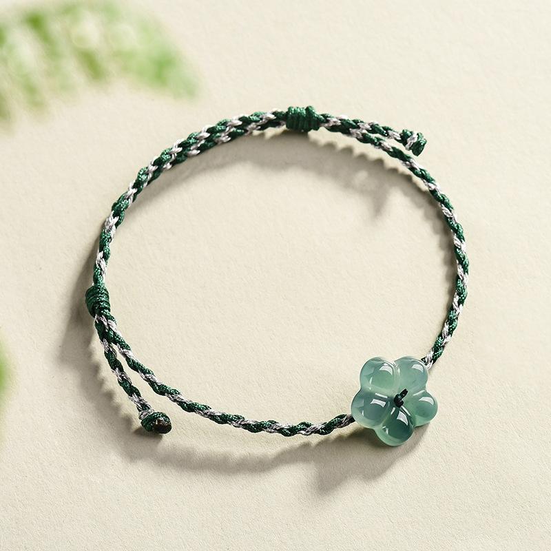 Women Accessories For Gift - Birmanya Jadeite Çiçek Bilezik Doğal Yeşim
