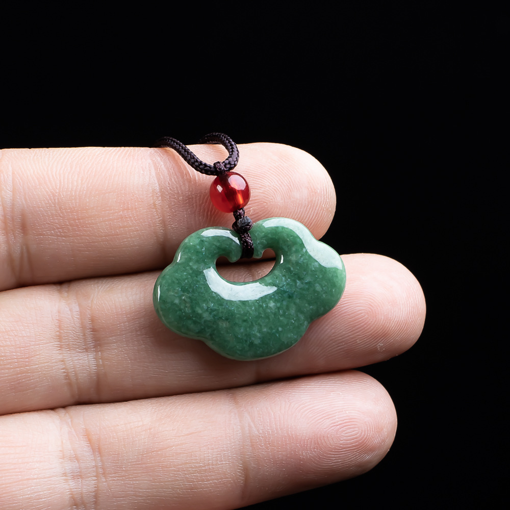Women Accessories For Gift - Doğal Myanmar Jadeite Ruyi Kolye Kolye