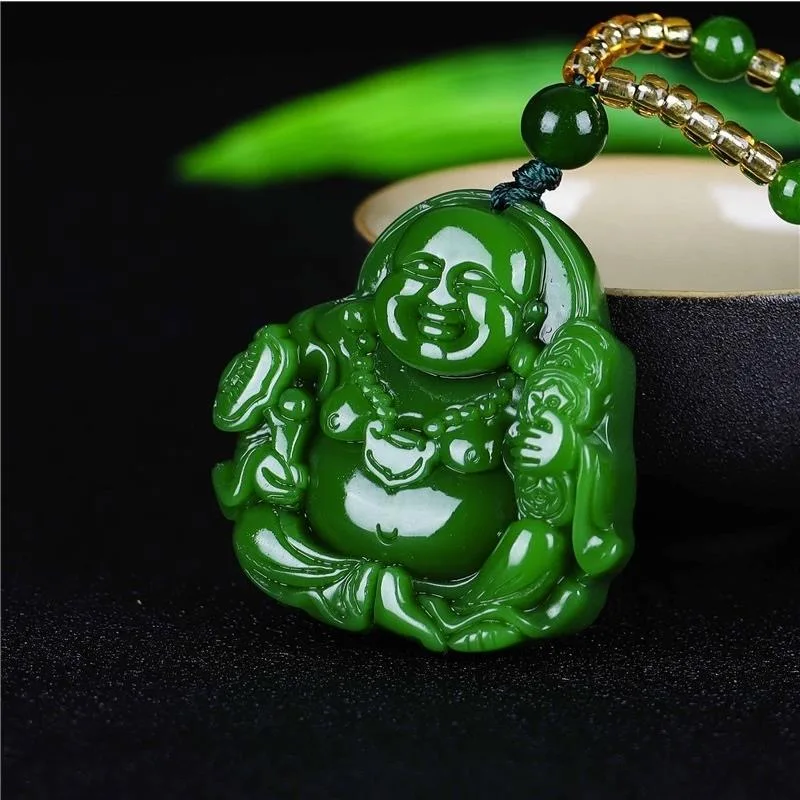 Çin yeşil yeşim Maitreya buda  - Women Accessories For Gift incelemesi ve fiyatı