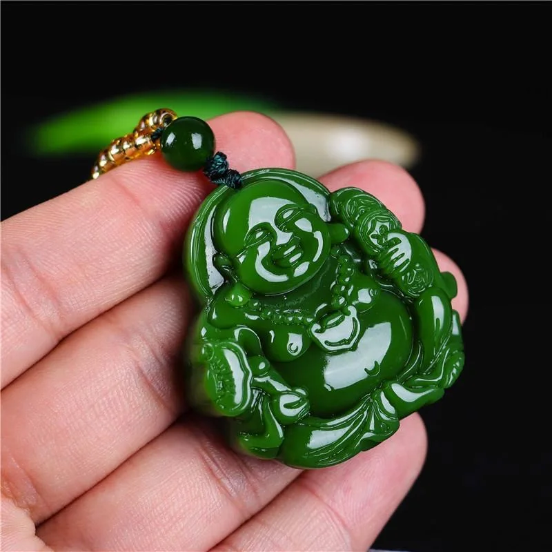 Çin yeşil yeşim Maitreya buda  - Women Accessories For Gift incelemesi ve fiyatı