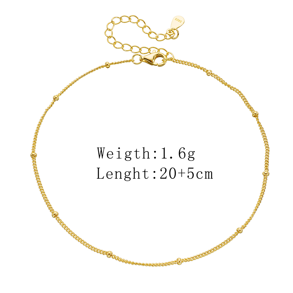 925 Ayar Gümüş 14K Altın Rodyu - Beaded Anklet Chain incelemesi ve fiyatı