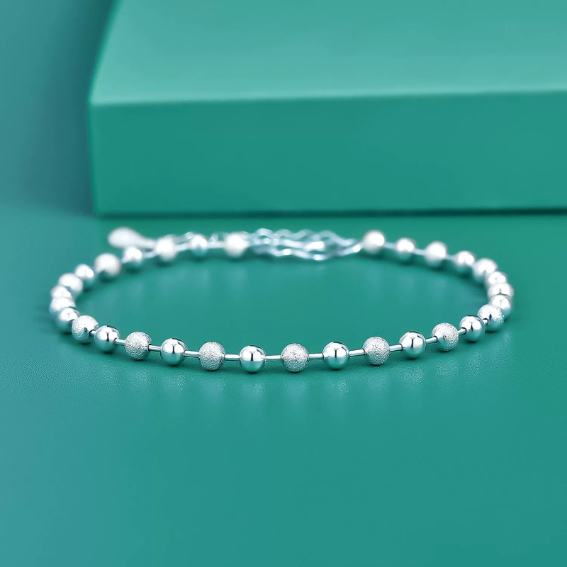 Klasik Basit 925 Ayar Gümüş Kü - Beaded Anklet Chain incelemesi ve fiyatı