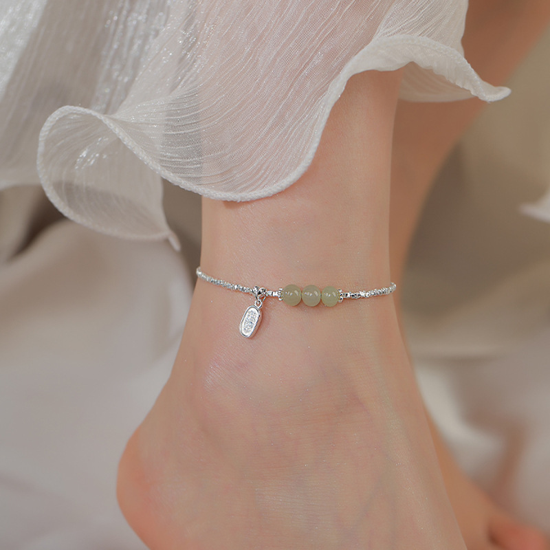 925 ayar gümüş halhal yeşil ye - Beaded Anklet Chain incelemesi ve fiyatı