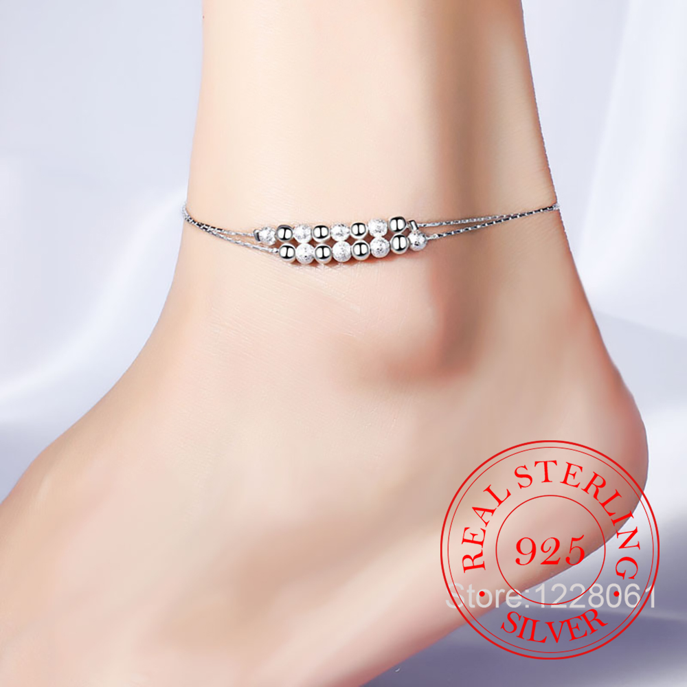 Kadınlar için 925 Gümüş Çift K - Beaded Anklet Chain incelemesi ve fiyatı