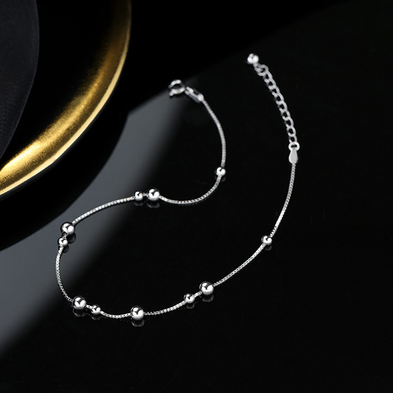 925 Ayar Gümüş Geometrik Yuvar - Beaded Anklet Chain incelemesi ve fiyatı